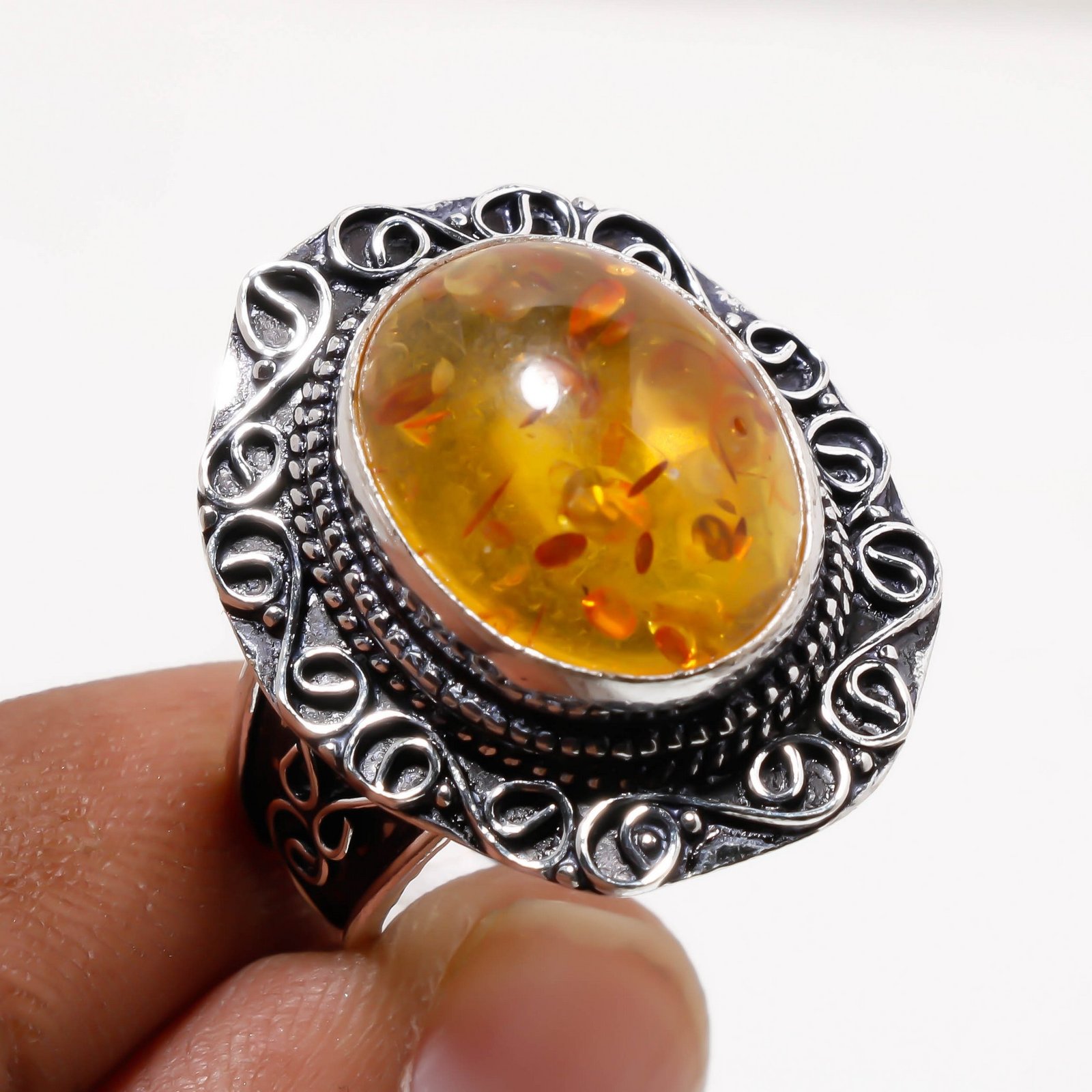 Baltic Amber Vintage Style Handmade Black Friday Gift Ring Jewelry 8.25" SA 2192 - £3.98 GBP