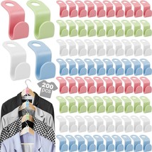 200Pcs Clothes Hanger Connector Hooks, 4-Colors Extender Clips, Plastic Magic Ha - £19.02 GBP