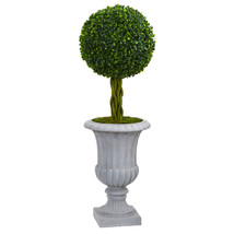 3 Braided Boxwood Topiary Artificial Tree in Gray Urn UV Resistant (Indoor/Outdo - £168.65 GBP