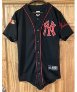 Rare New York Yankees Majestic Jersey Gen MLB Black, Red Piping, Silk NY... - $671.03 CAD