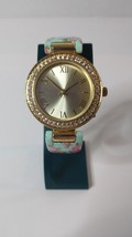 Accutime Bracelet Watch Gold Tone Floral Bracelet Band - £4.75 GBP