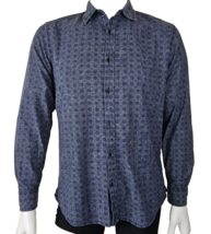 Diesel Denim Shirt Mens M Blue Medallion Print 100% Cotton Long Sleeve B... - $42.22