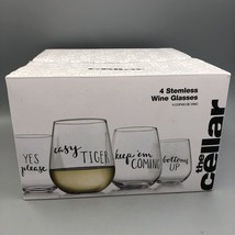 The Cellar Stemless Wine Glasses, Set of 4 &quot;Feeling Tipsy&quot; Edition - £18.58 GBP