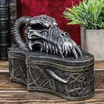 Medieval Celtic Tribal Knotwork Resting Dragon Skull Decorative Box Figurine - £44.04 GBP