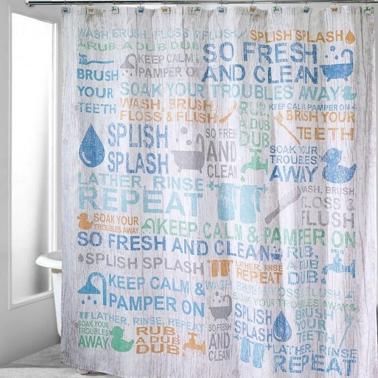 Avanti Bath Words Fabric Shower Curtain 72x72" Beach Summer House Bathroom Guest - £40.91 GBP