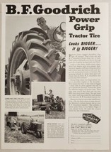 1953 Print Ad BF Goodrich Tractor Tires Farmer on Farmall in Field - £9.64 GBP