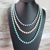 Vintage Necklace - Three Strand Layered Light Pink, Blue and Turquoise Tones - $16.99