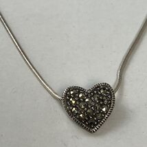 Sterling Silver MC 925 Marcasite Heart Pendant &amp; 16” Snake Chain Necklace - $27.67