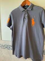 Nwot Polo By Ralph Lauren Gray Polo Shirt Orange Embroidery Sz L - £78.34 GBP