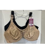 2-Pack OLGA Cushioned Comfort Underwire Bras 05006R Black/Latte Size 40D... - $32.00