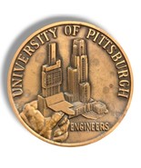 Vintage University of Pittsburgh Engineers Coin Paperweight Brass 3&quot; Medal - £25.13 GBP