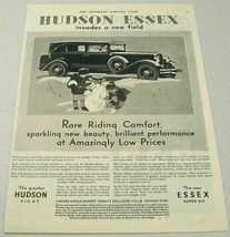 1930 Print Ad Hudson Essex 4-Door Happy Kids Make Snow Man - £10.63 GBP