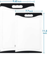 Set of 2 Plastic Cutting Board Kitchen Dishwasher Chopping Boards Juice ... - $18.69