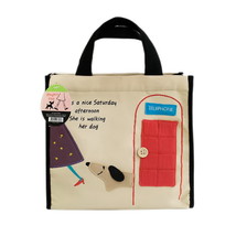 [Dog At Phone Booth] Embroidered Applique Fabric Art Lunch Tote / Lunch Box B... - £18.88 GBP