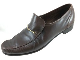 SH22 Vtg Florsheim Royal Imperial 11D Brown Leather Bit Loafer Shoes - $27.08