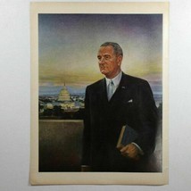 Vtg Lyndon B Johnson Washing DC Portrait Print 10 1/2&quot; x 13 3/4&quot; Life Magazine - £7.48 GBP