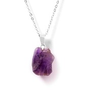 Raw Amethyst Gemstone Healing Chain Pendant Necklace (Unisex) FREE SHIP - $29.69