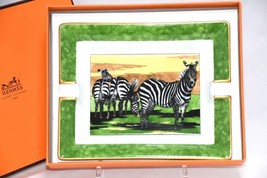 Hermes Wechseltablett Zebra Porzellan Aschenbecher grün Tier Savanne Ges... - $416.78