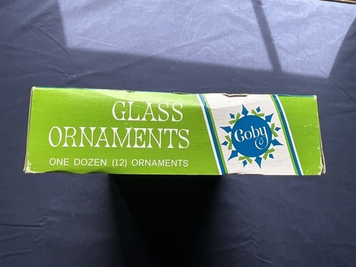 Vintage Box Of 12 Coby Glass Christmas Ornaments Blue IOB MCM Item image 7