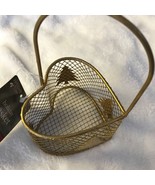 gold wire mini basket heart shaped with handle , vintage, new with tags - $18.69