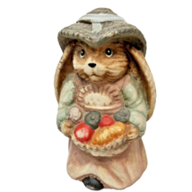 Vintage Handpainted Ceramic Easter Bunny with Vegetable Basket Figurine 6&quot; Tall - £6.94 GBP