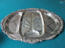 Wallace Barroque Pattern Silverplate Meat Tray Platter Divided 22 X 16 - £112.58 GBP