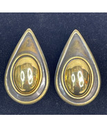 Vtg Large Chunky copper brass Two-Tone teardrop pierced Earrings 2&quot; ligh... - £6.26 GBP