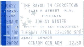 Johnny Hiver Concert Ticket Stub Avril 22 1986 Washington Dc - £32.66 GBP