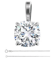 Cushion Diamond Pendant 14K White Gold (1.01 Ct G SI1 Clarity) HRD  - £2,793.47 GBP