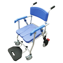 Aluminum Toilet Chair Shower Chair Wheelchair with Removable Bed Pan wit... - £140.62 GBP