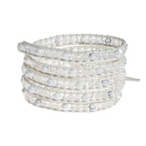 White Purity Milky Quartz-White HowliteLeather 5-Wrap Bracelet - £26.90 GBP
