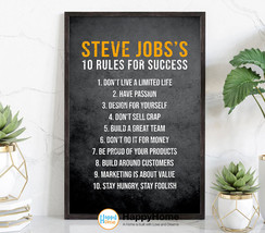 Steve Jobs 10 Rules for Success Motivational Inspirational Quotes Office Decor - £19.05 GBP+