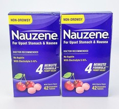 Nauzene for Upset Stomach Nausea 42 Chewable Tablets Cherry BB 4/24 Lot Of 2 - £27.05 GBP