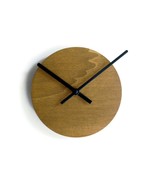 7&quot; Compact Olive Wood Wall Clock, Silent Round Minimalist Design, Stylis... - $26.00