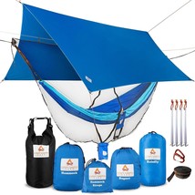 The Cushy Camper Premium Hammock With Bug Net, Rain Fly, Tree Straps, And Dry - £51.93 GBP