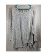 Ruby Rd Womens Hazel Twisted Front Sweater 3/4 Sleeve Embellished Size 2X - $13.96