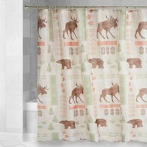 Moose Bear Fabric Shower Curtain Cabin Wilderness Lodge Forest 72L x 70W - £31.23 GBP