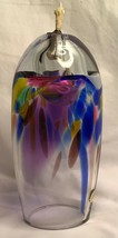 Blown Glass Oil Candle Multicolor and Clear Glass Hand Made In Poland 6.5 Inches - £63.76 GBP