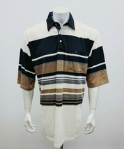 Arnold Palmer Men&#39;s Short Sleeve Polo Shirt Size LT44 Beige Blue Striped  - $9.89