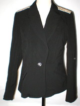 NWT $178 Womens 8 Cache Black Jacket Blazer Metal Accents Shoulder Silver Office - £61.18 GBP