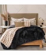BLACK &amp; GRAY SHAGGY BLANKET WITH SHERPA SOFT THICK AND WARM CALIFORNIA K... - $138.59