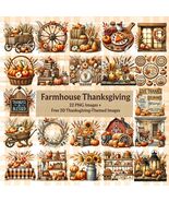 Farmhouse Thanksgiving PNG Bundle | Rustic Autumn Harvest Clipart | Inst... - $2.10