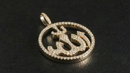 Men&#39;s &quot;ALLAH&quot; Pendant 2Ct Round Cut Lab-Created Diamond 14k Yellow Gold Plated - £233.10 GBP