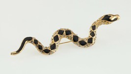 Vintage Costume Snake Brooch w/ Enamel and Crystal Elements - $118.80