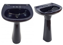Mexican Talavera Pedestal Sink Handcrafted Ceramic - Cobalt Blue Solid - - $11,222.06 MXN