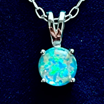 AYL 2 Lovely Dainty Round Opal &amp; Sterling 925 Silver - £50.39 GBP