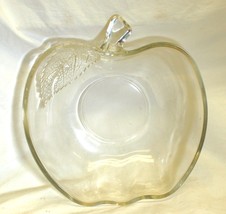Apple Clear Glass Bowl Textured Leaf KIG Large - £19.45 GBP
