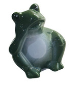 Green Ceramic Garden Frog Figurine Relaxing Sitting  Collection Shelf 3 Inches T - £10.02 GBP