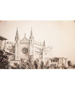Dibujo catedral de Mallorca(España). Cuadro Mallorca. - $2,451.88 MXN