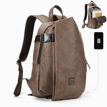 DIDE 2021 Men&#39;s Backpack USB Charge 15.6 Laptop Black Back pa Leather Travel Bac - £84.55 GBP